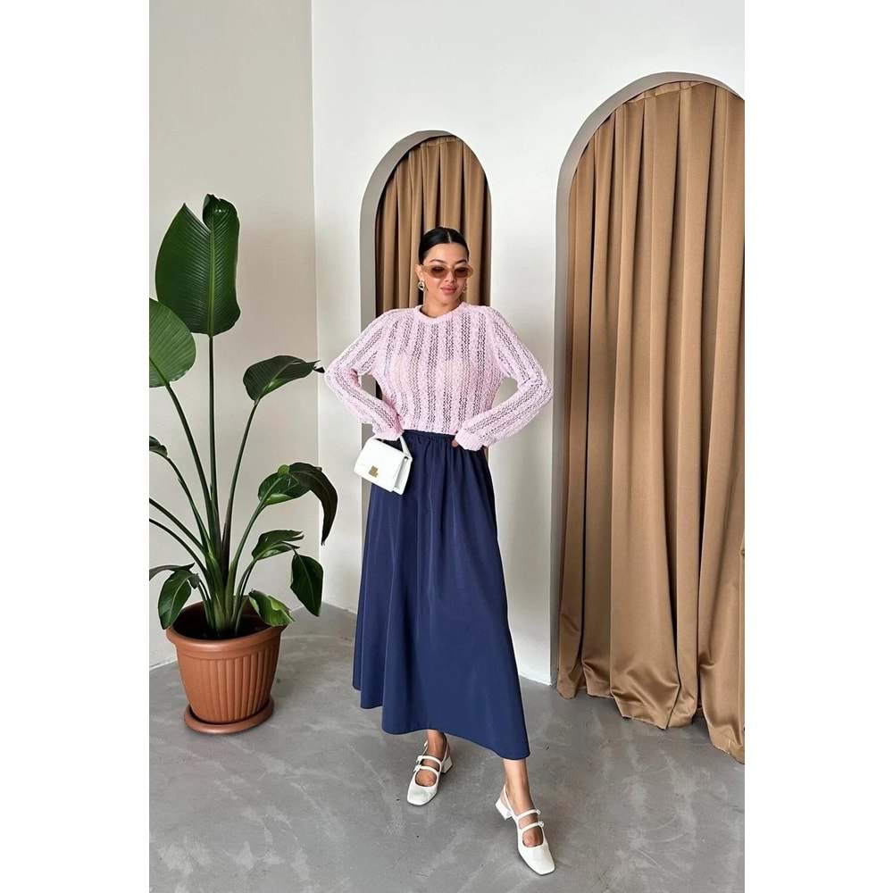 Lola Fermuarlı Uzun Lacivert Etek M Beden