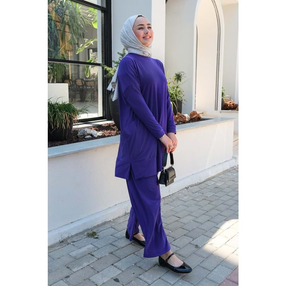 Yanları Cepli Pantolonlu İndigo Takım 36-40 (S-M) Beden