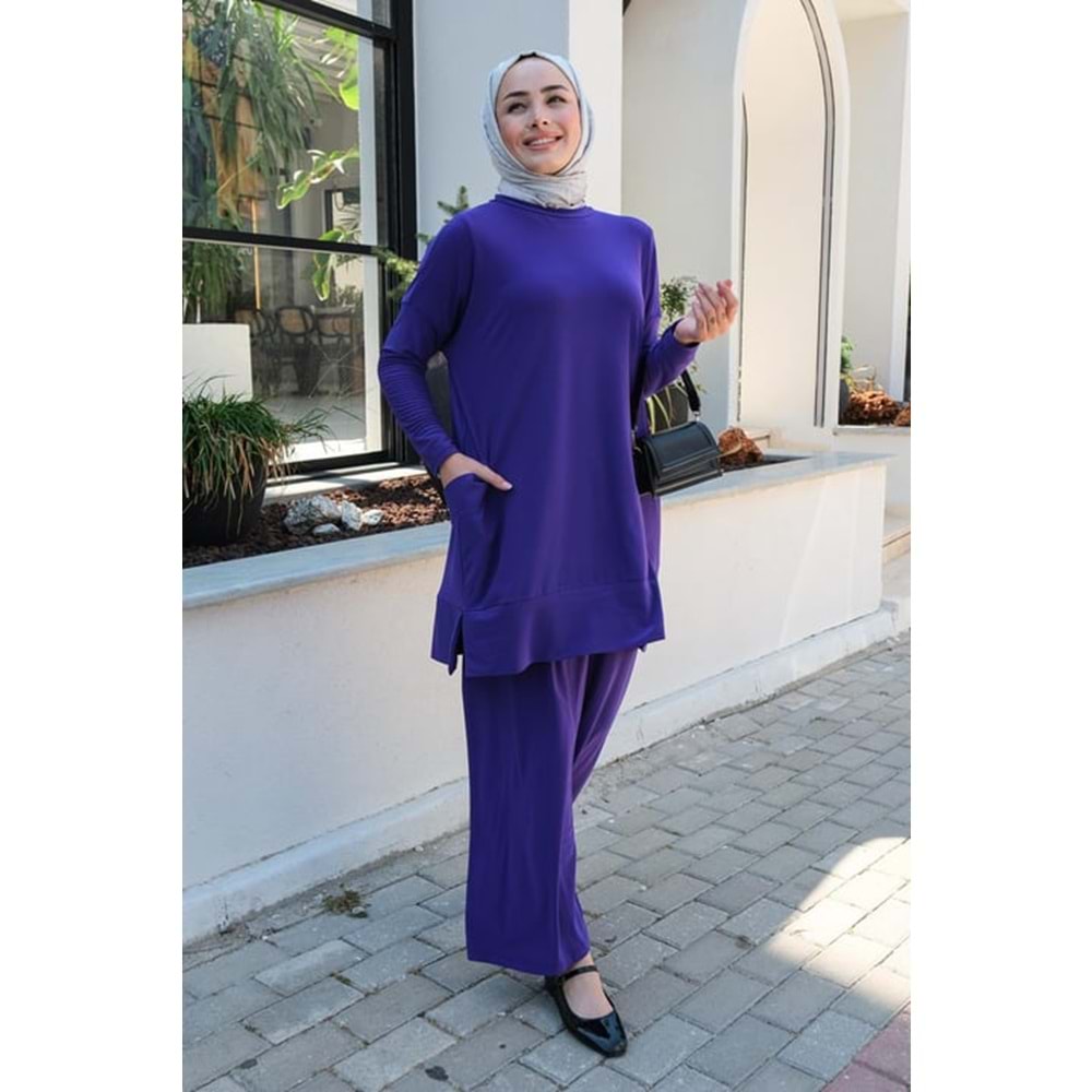 Yanları Cepli Pantolonlu İndigo Takım 36-40 (S-M) Beden