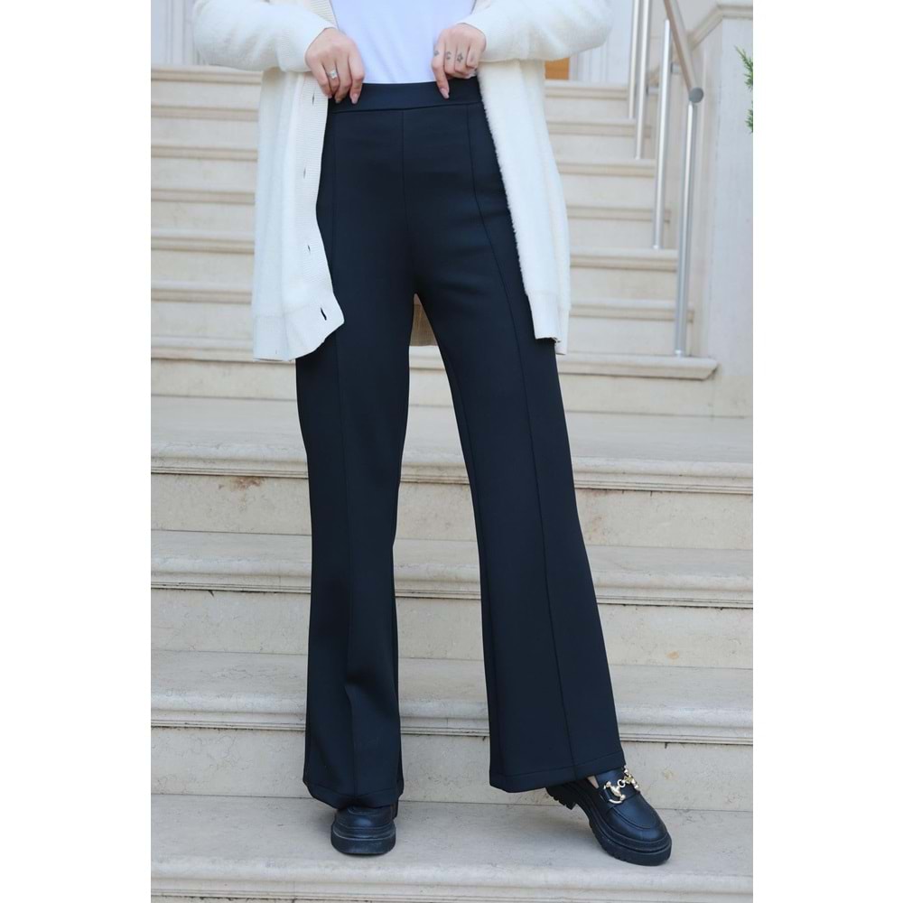 Bisqvi Biyeli Pamuklu Siyah Scuba Kadın Pantolon L-XL