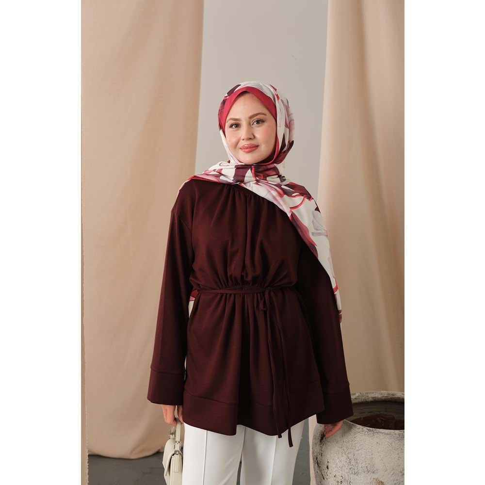 Beli Lastikli Modal Bordo Tunik L-XL (42-44) Beden