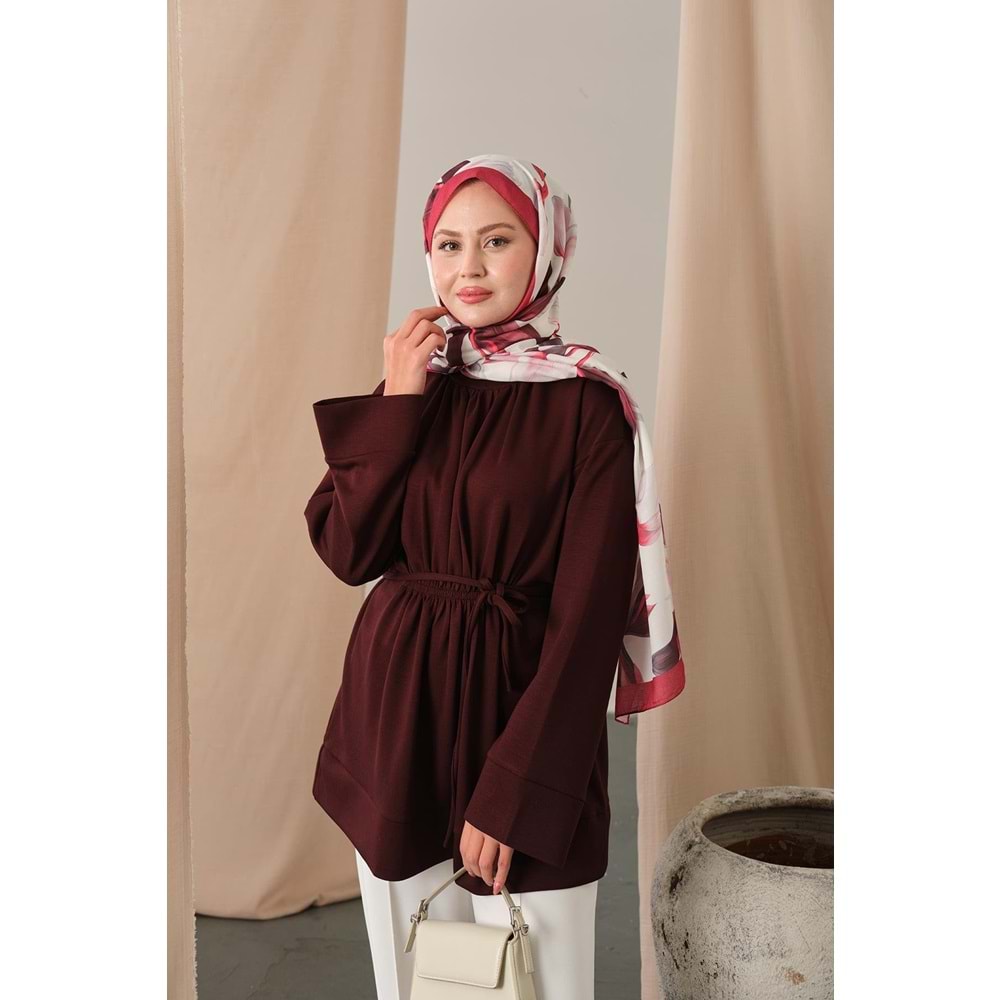 Beli Lastikli Modal Bordo Tunik L-XL (42-44) Beden