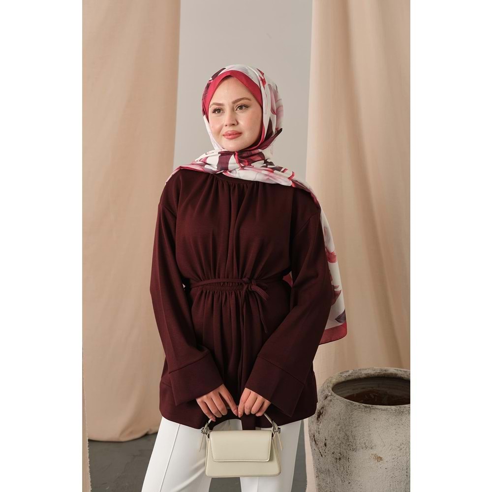 Beli Lastikli Modal Bordo Tunik S-M (36-40) Beden