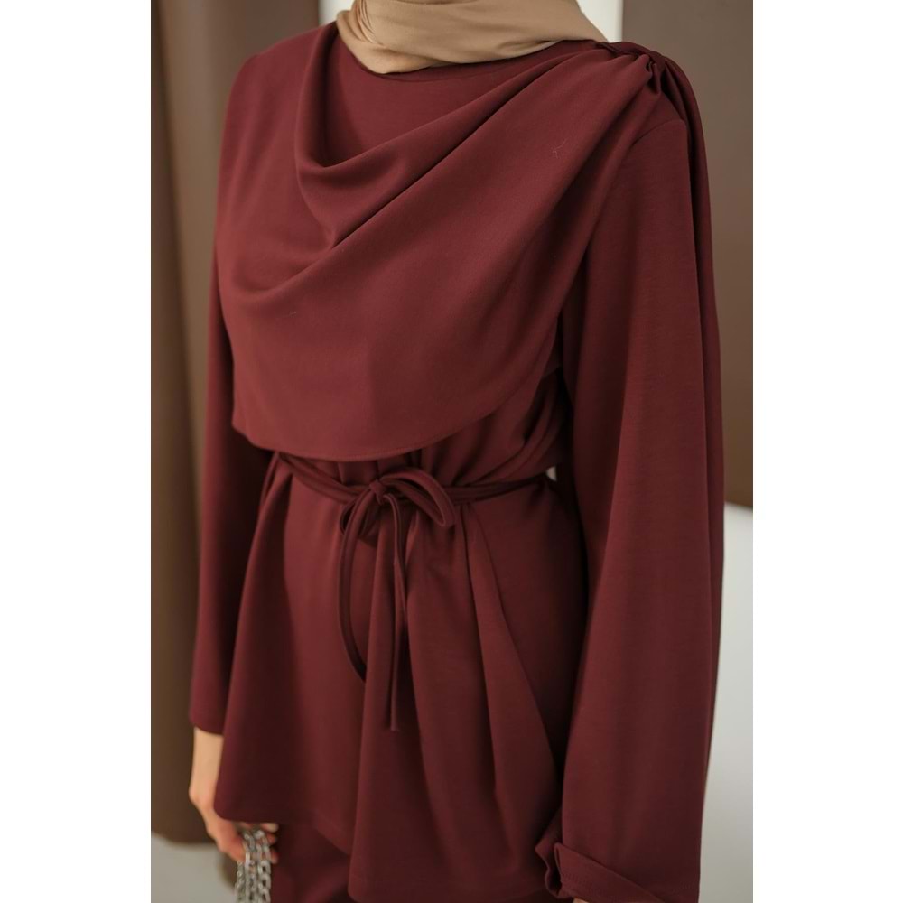 Kadın Şal Detay Takım Bordo 40-42 (L-XL) Beden