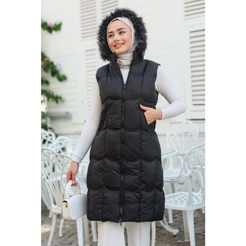 Kapüşonlu Şişme Yelek Siyah