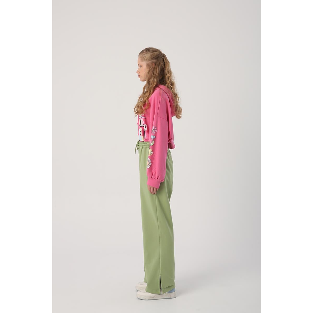 Allday Açık Yeşil Paçası Yırtmaçlı Kadın Eşofman Altı