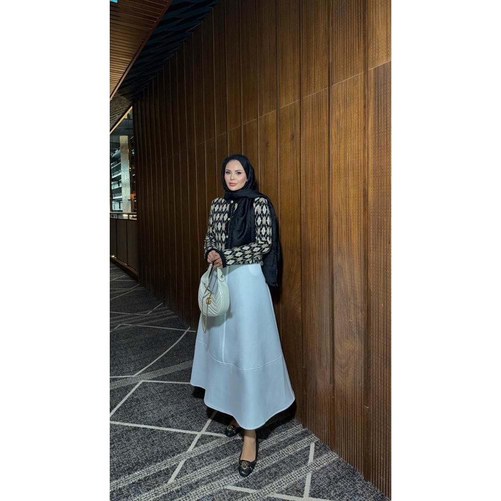 Baklava Desen Triko Siyah Kadın Hırka