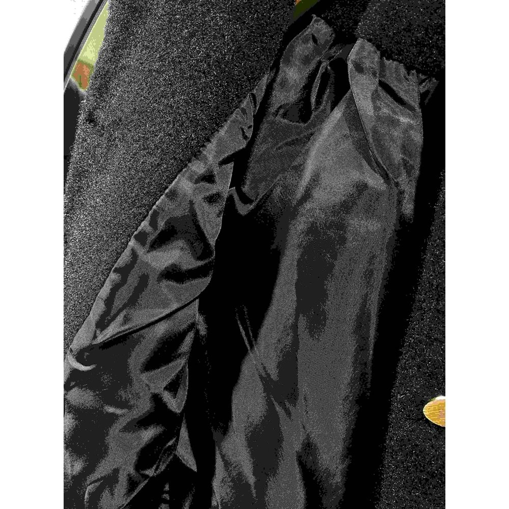 Astarlı Kaşe Kısa Kadın Siyah Ceket L-XL