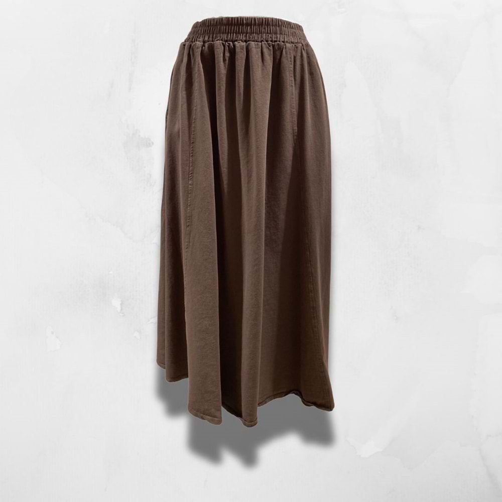 Gabardin Cepli Keten Kahverengi Etek S Beden