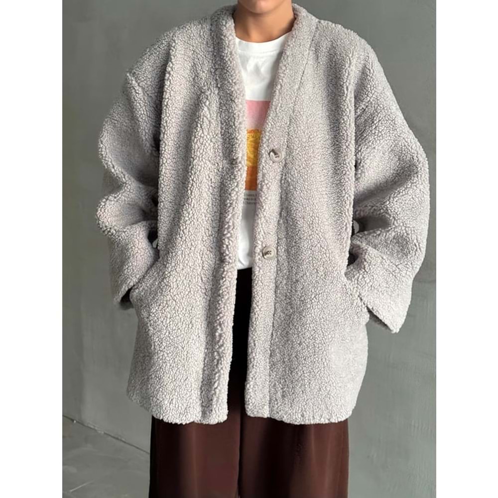 Lilyum Düz Kesim Standart Gri Bürümcük Ceket