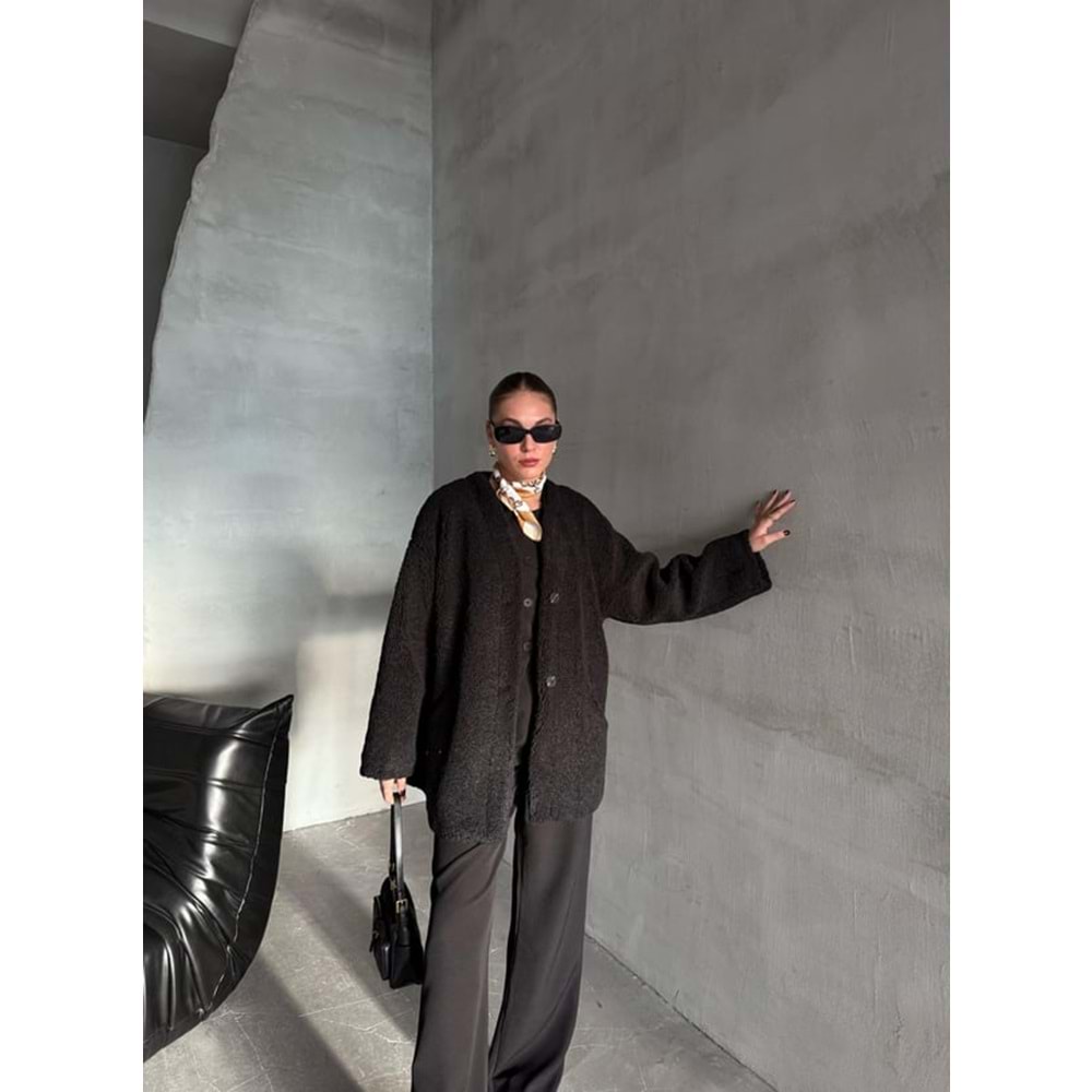 Lilyum Düz Kesim Standart Siyah Bürümcük Ceket