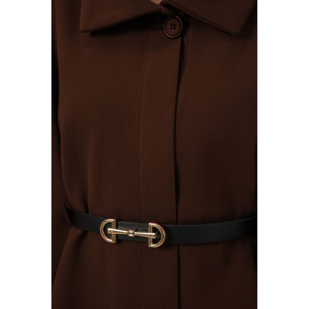 Bigdart Kadın Kemerli Kaşe Panço - Kahverengi