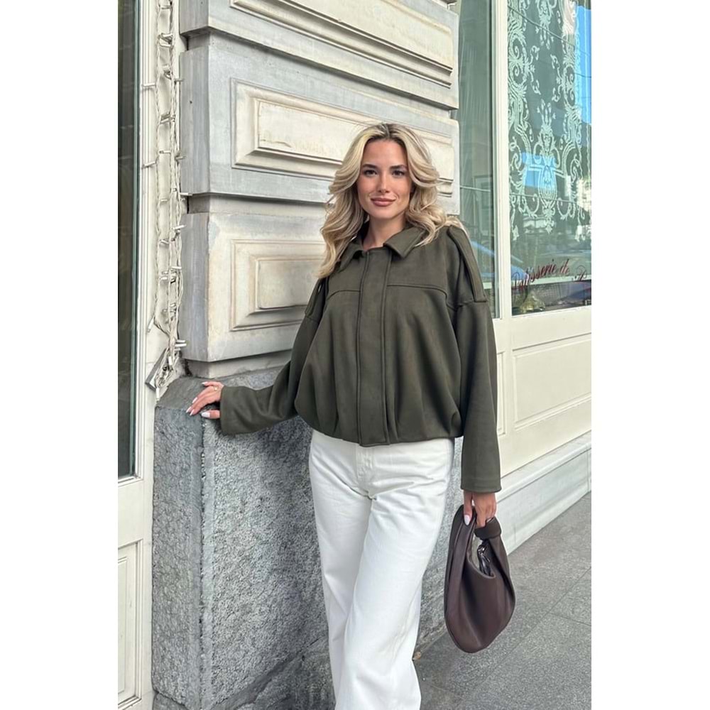 Clara Süet Kadın Standart Haki Ceket