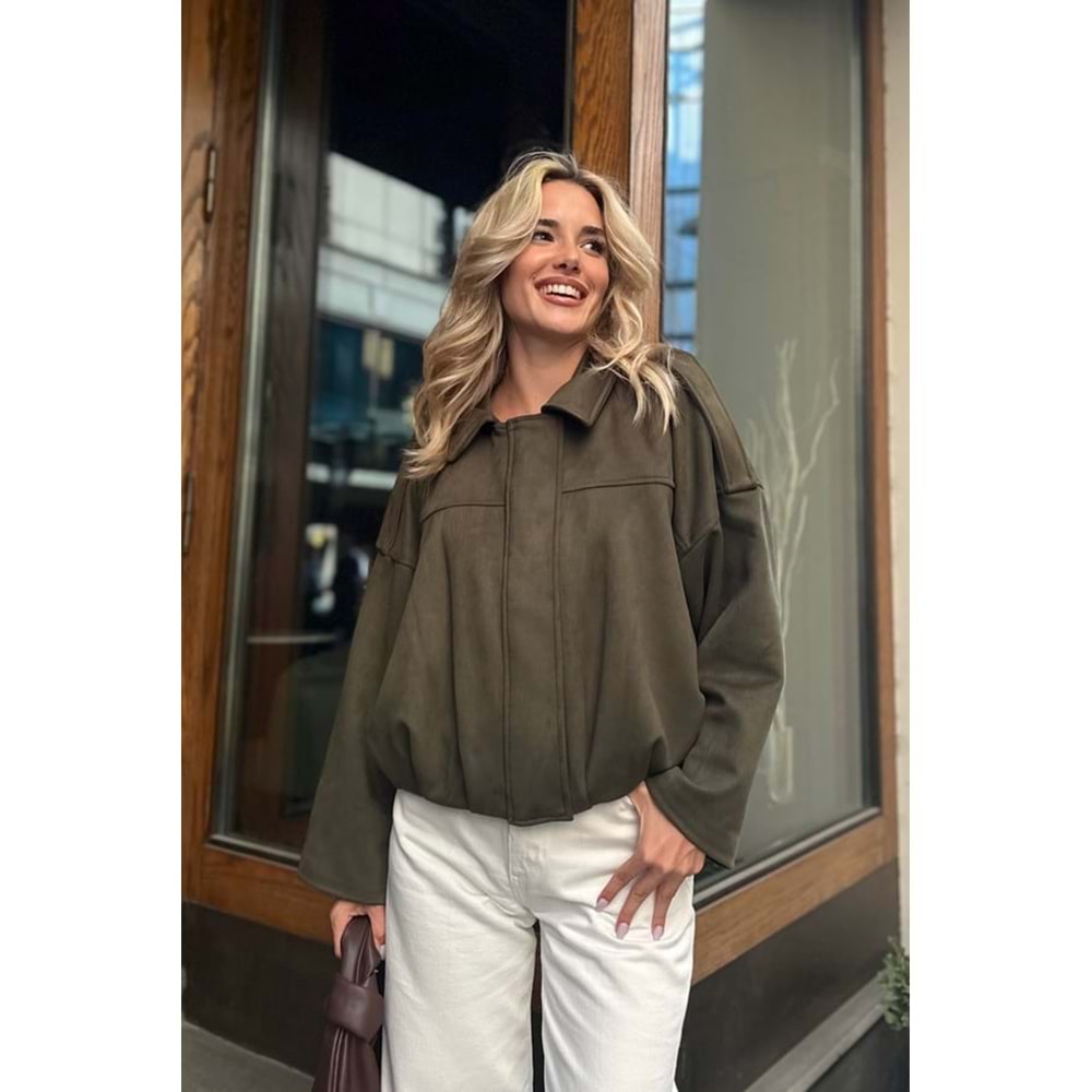 Clara Süet Kadın Standart Haki Ceket