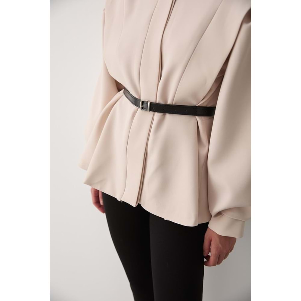 Valeria Kemerli Bej Ceket L Beden