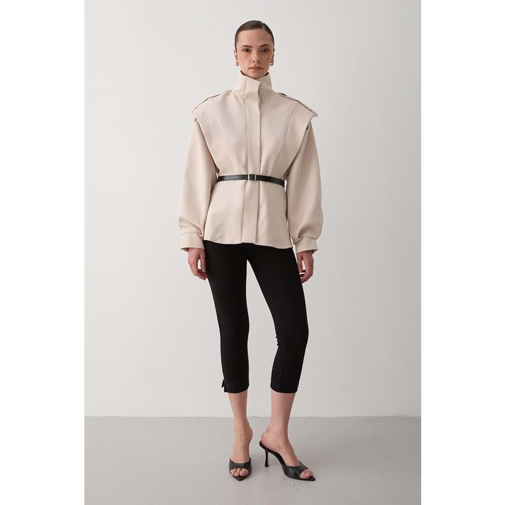 Valeria Kemerli Bej Ceket M Beden