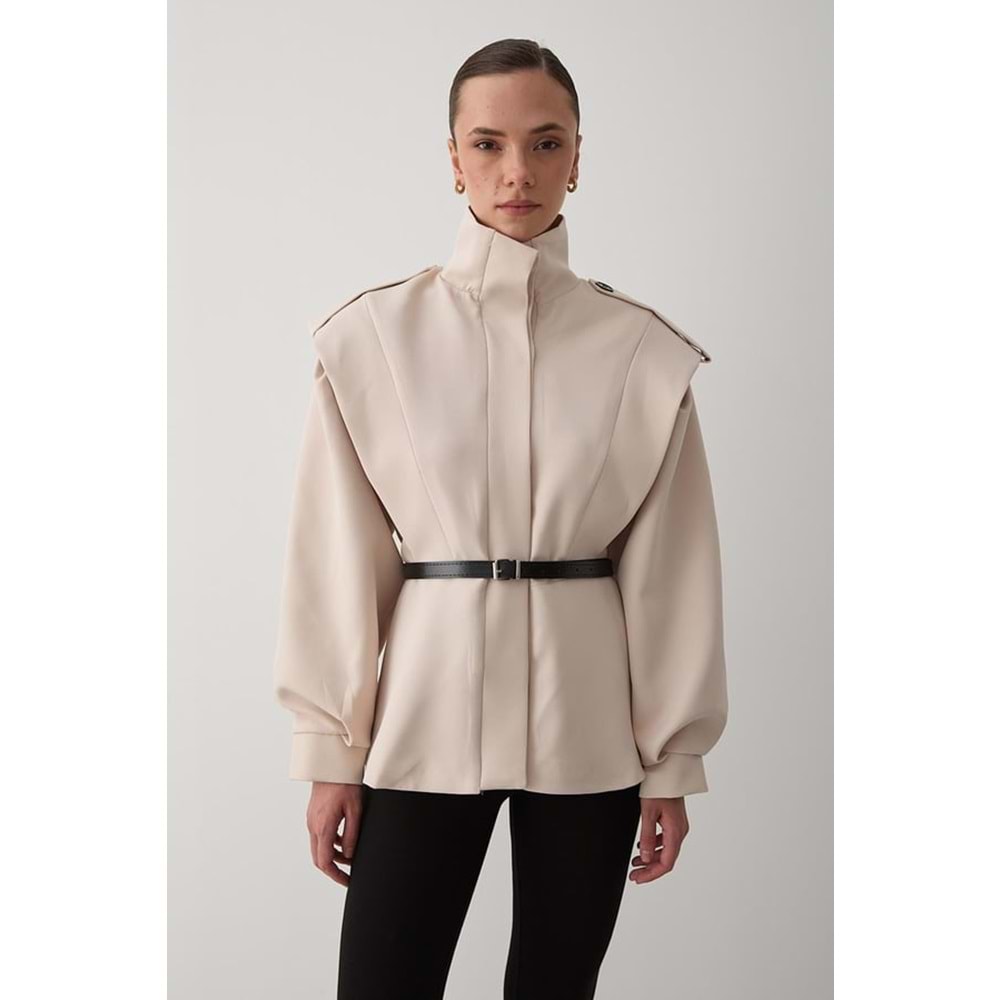 Valeria Kemerli Bej Ceket S Beden