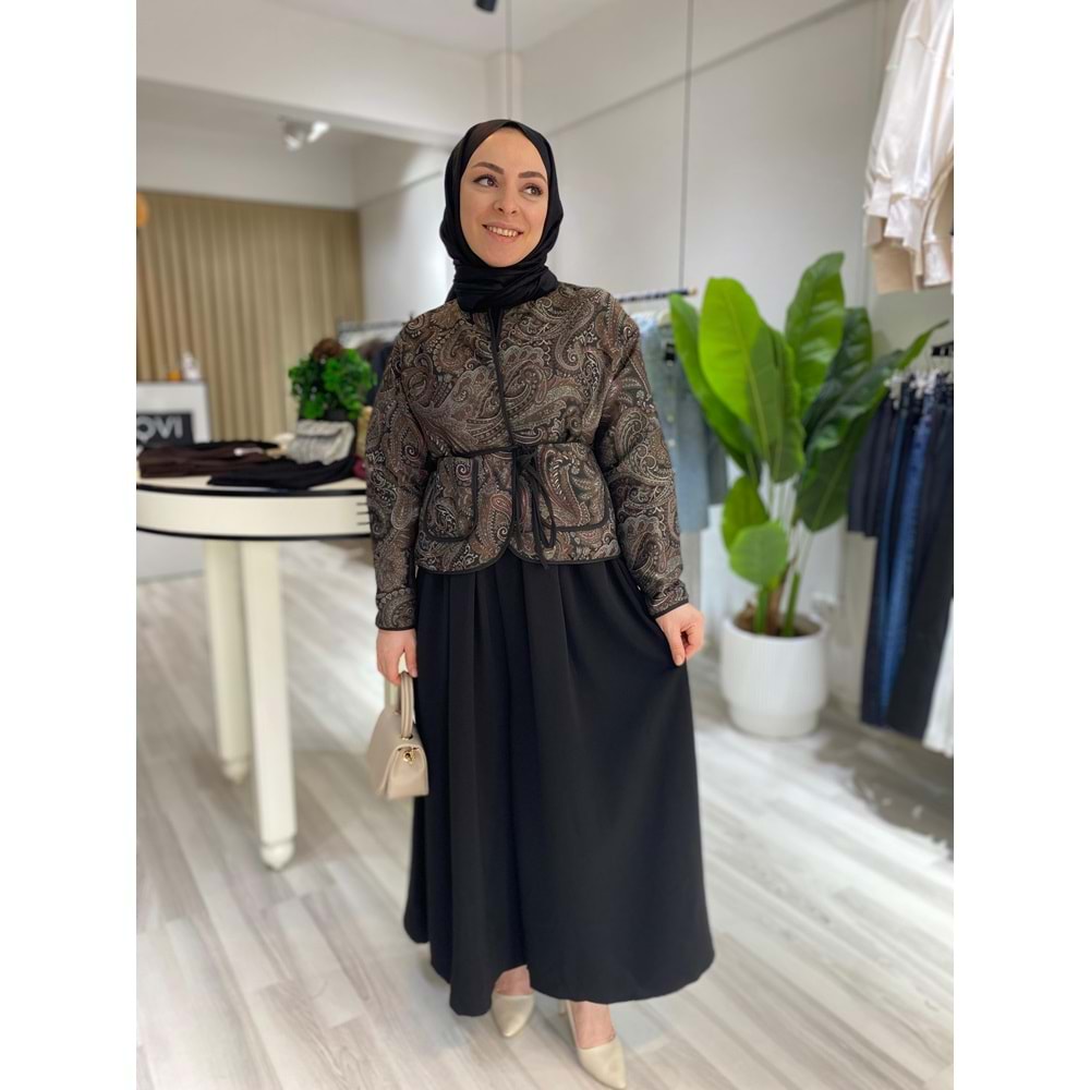 Venüs Etnik Desen Jakar Kadın Lacivert Ceket