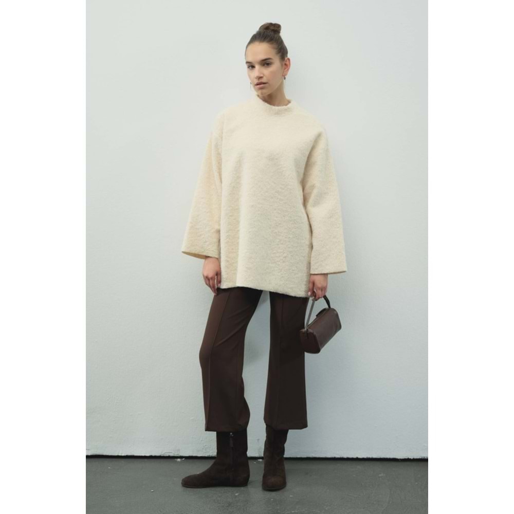 Melanj Dokulu Ekru L/XL Kadın Kazak