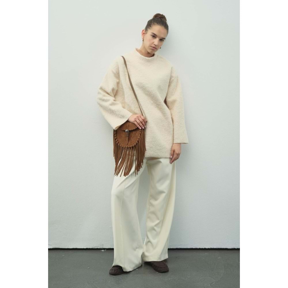 Melanj Dokulu Ekru L/XL Kadın Kazak