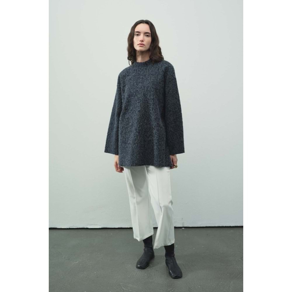 Melanj Dokulu Lacivert L/XL Kadın Kazak