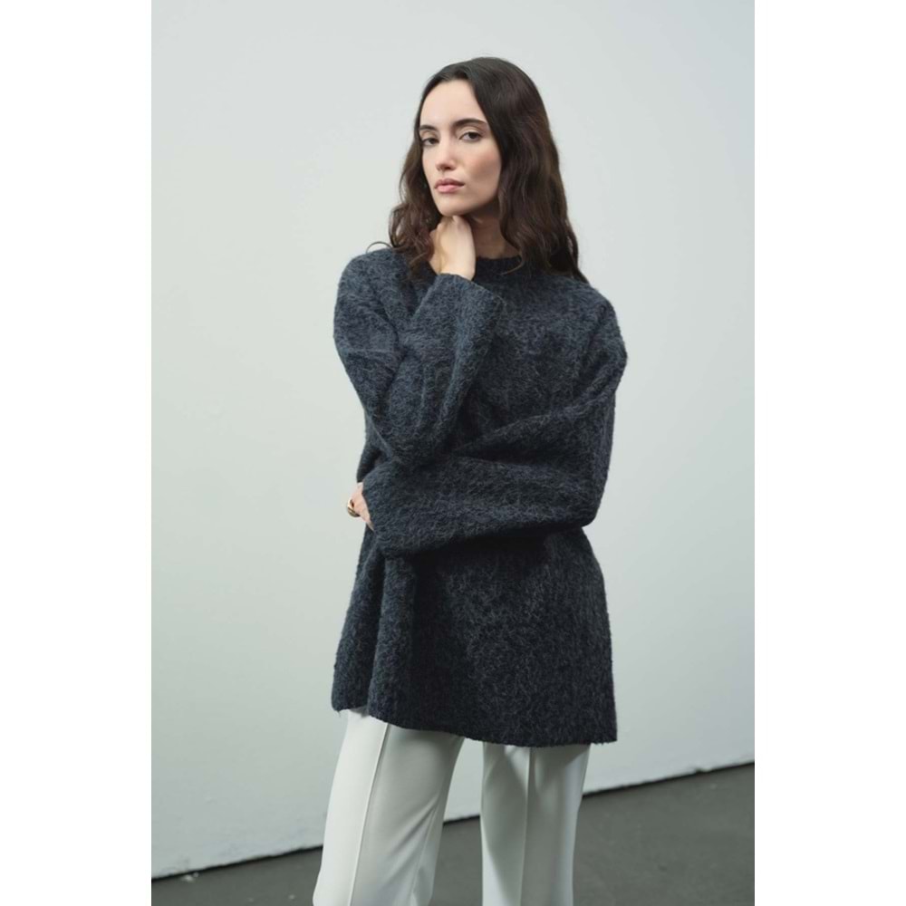 Melanj Dokulu Lacivert L/XL Kadın Kazak