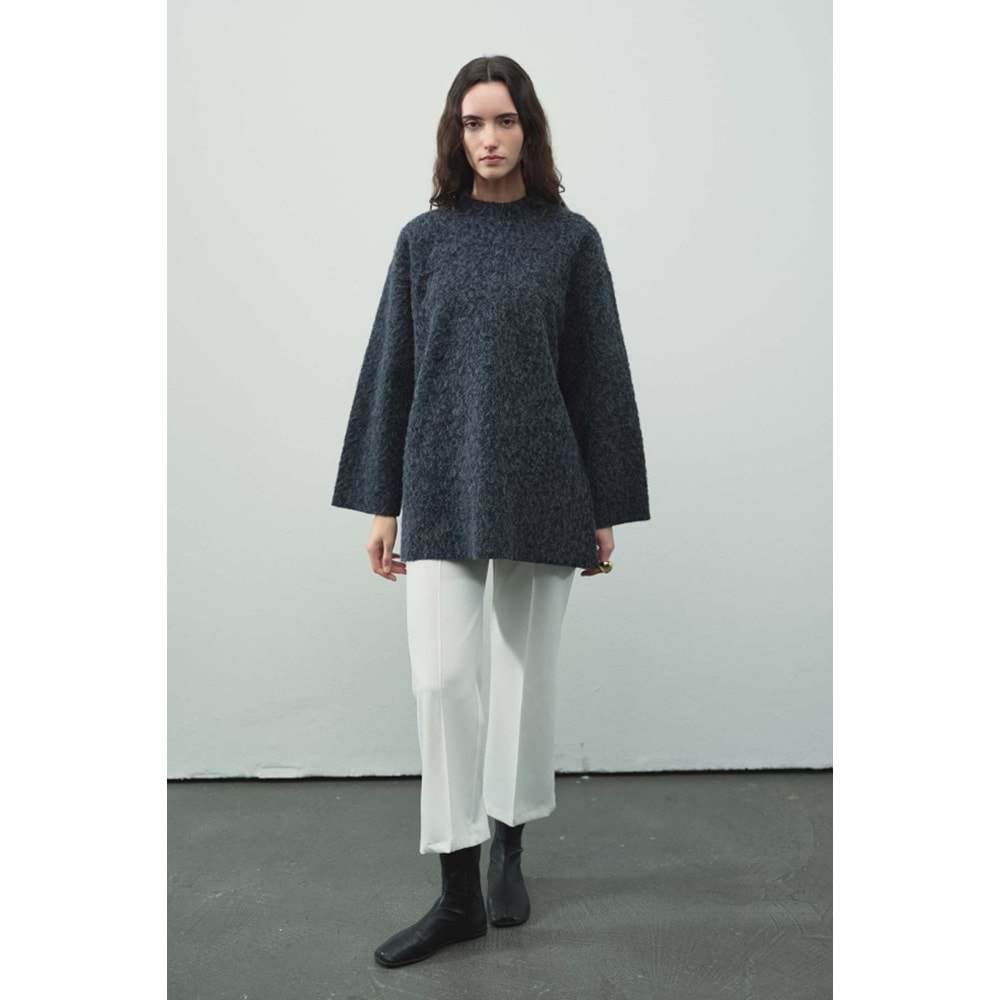 Melanj Dokulu Lacivert L/XL Kadın Kazak