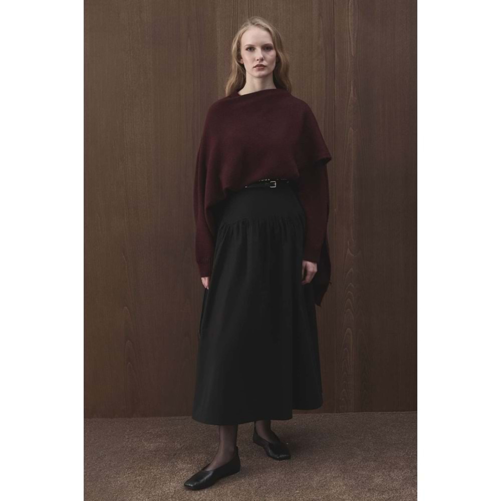 Siyah Pamuklu Evaze Etek L Beden