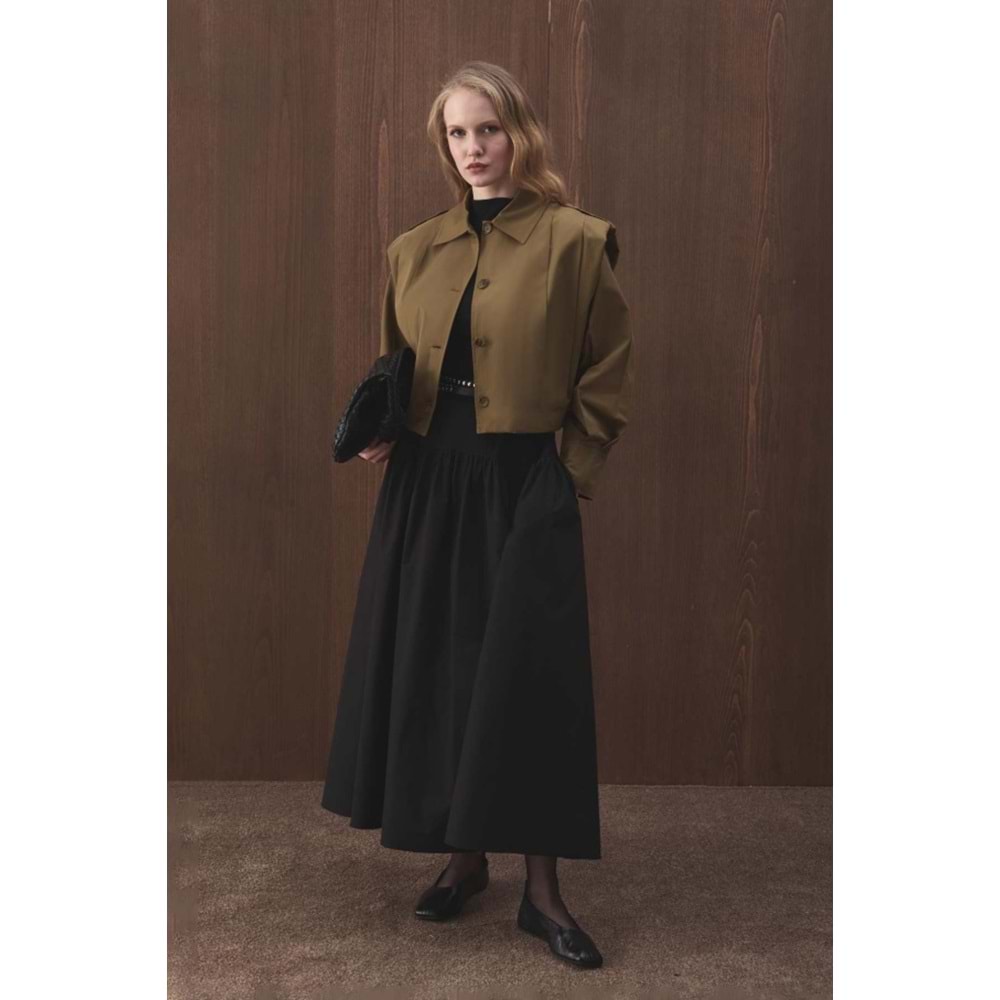 Siyah Pamuklu Evaze Etek XL Beden