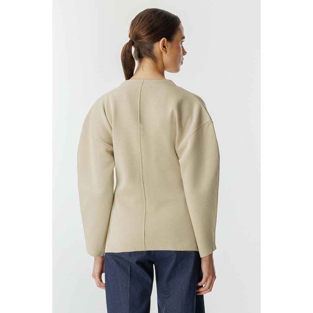 Bej Naye Viscon Karışımlı Hırka L Beden - V Yaka, Baharlık Zarif Örgü