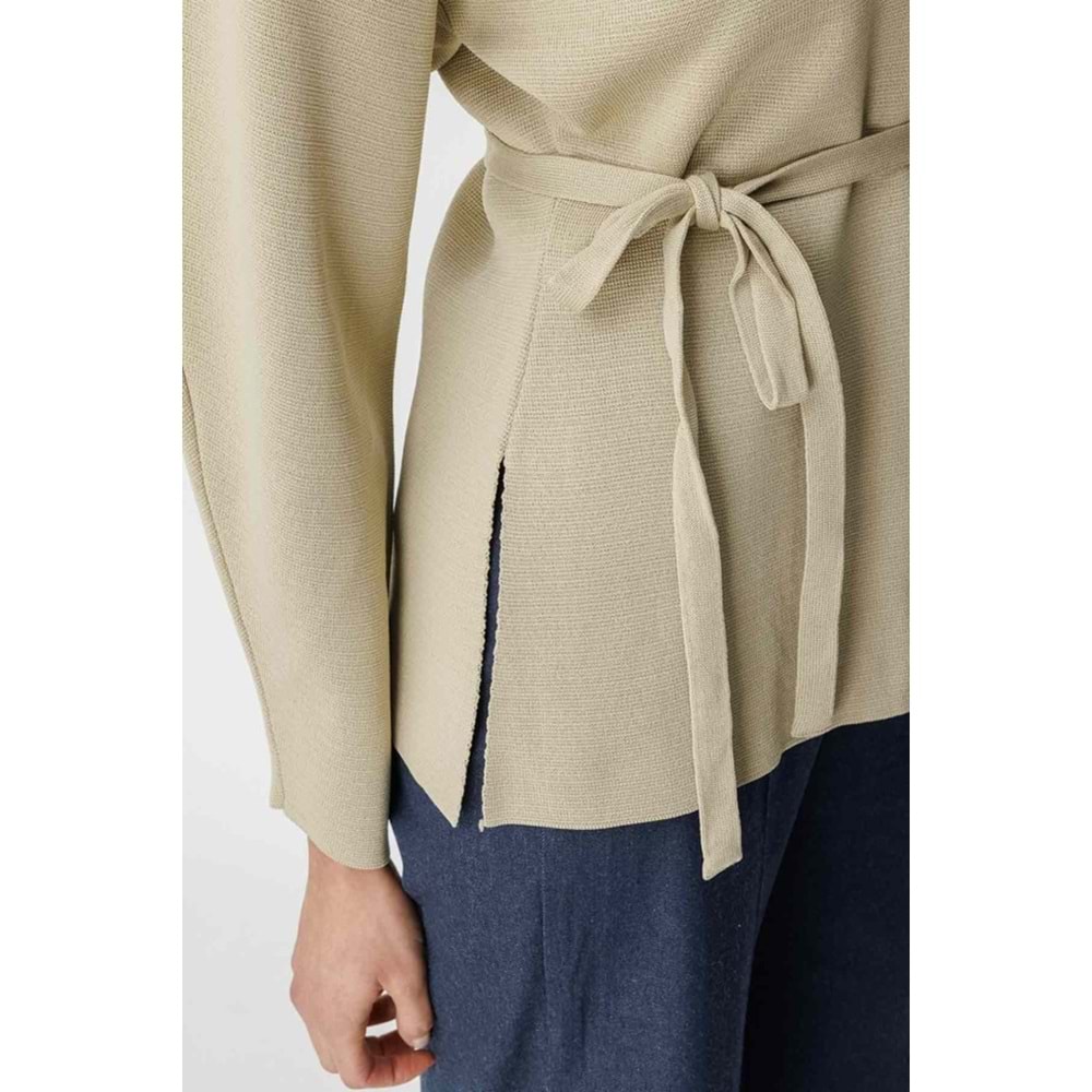 Bej Naye Viscon Karışımlı Hırka L Beden - V Yaka, Baharlık Zarif Örgü