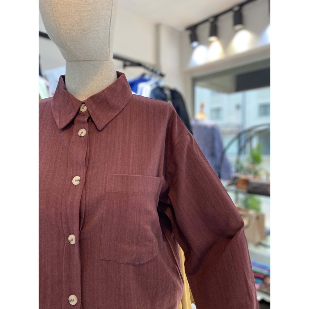 Pamuk Ham Keten Bordo Etekli Takım L-XL Beden