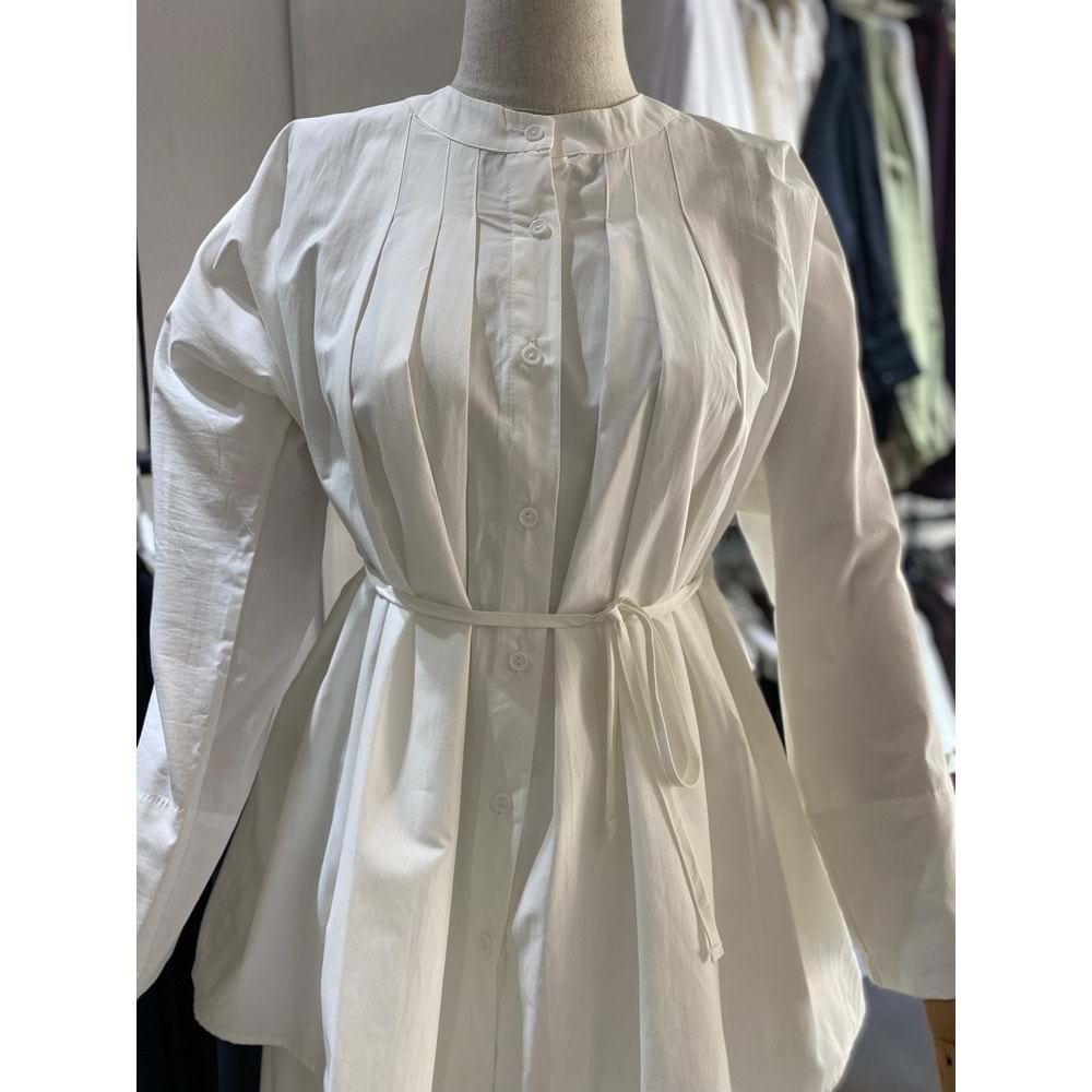 Nervür Dikişli Poplin Beyaz Gömlek XXL Beden