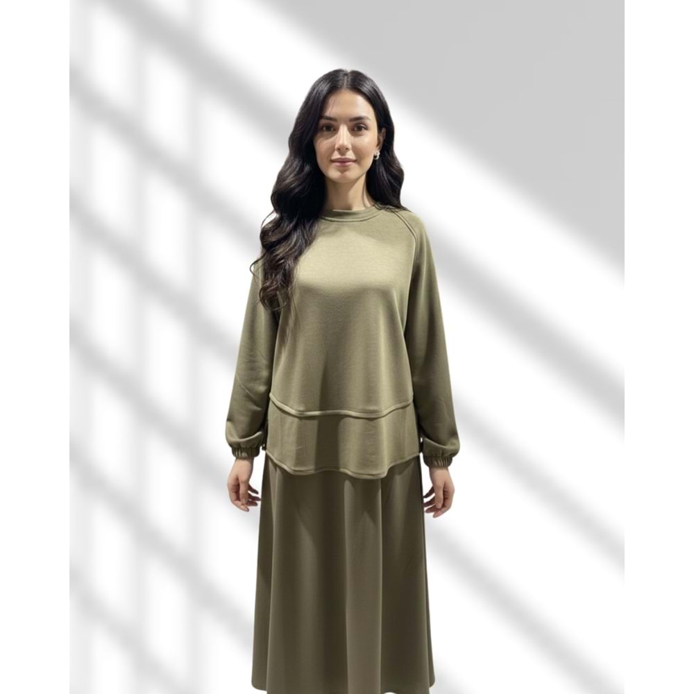 Modal Haki Etekli Takım 40-42 Beden