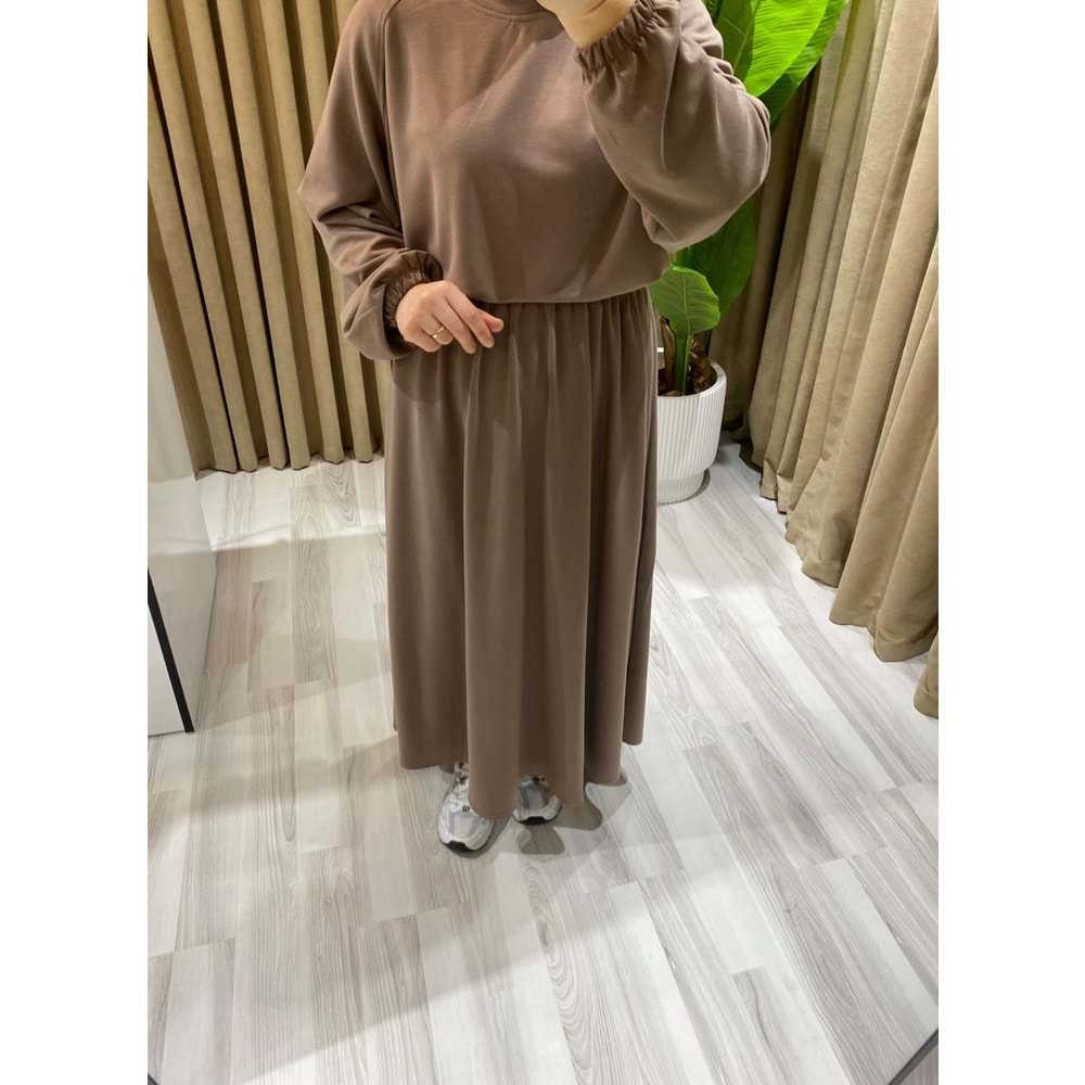 Modal Etekli Sütlü Kahve Takım L-XL (42-44 Beden)