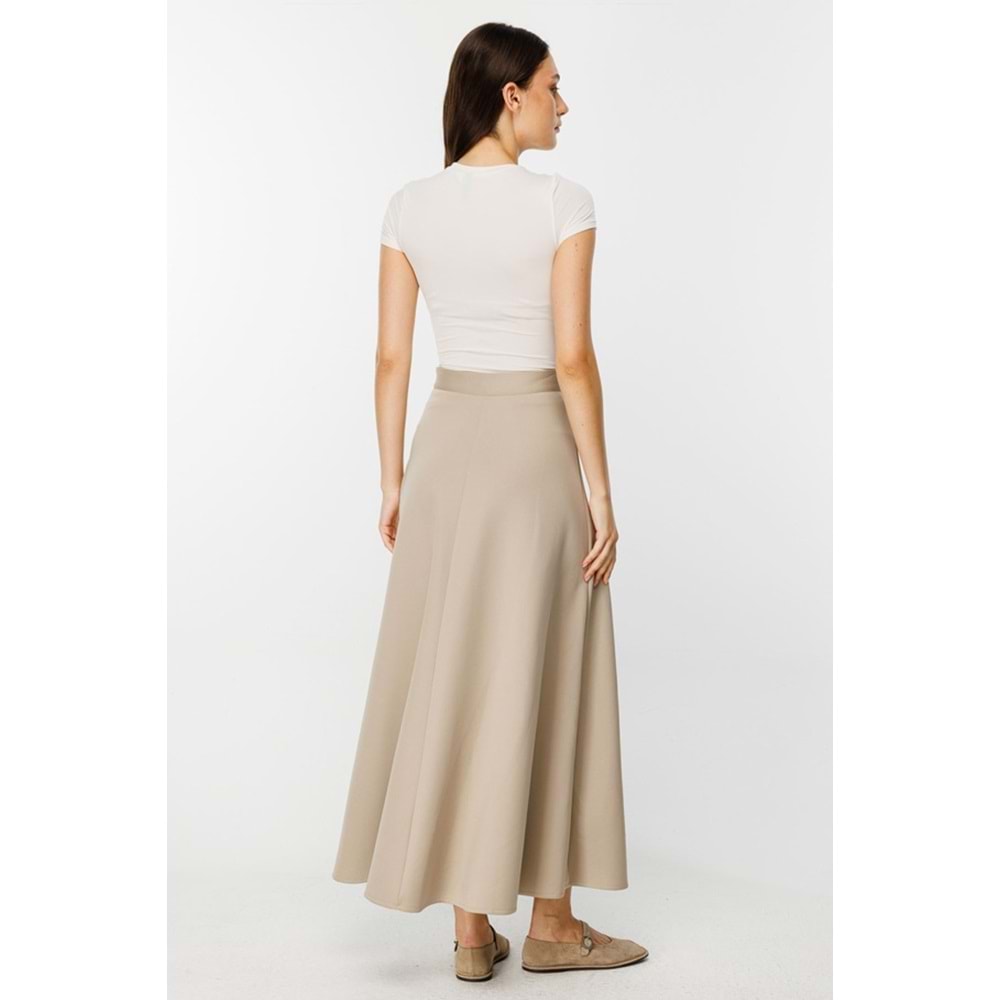 Beli Lastikli Scuba Bej Kloş Etek 1 Beden