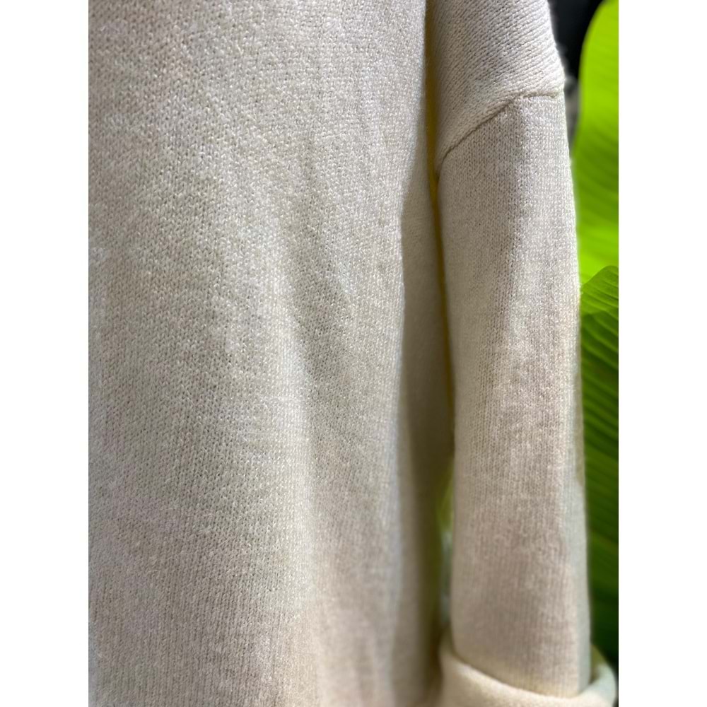 Premium Triko Oversize Kadın Bej Kazak