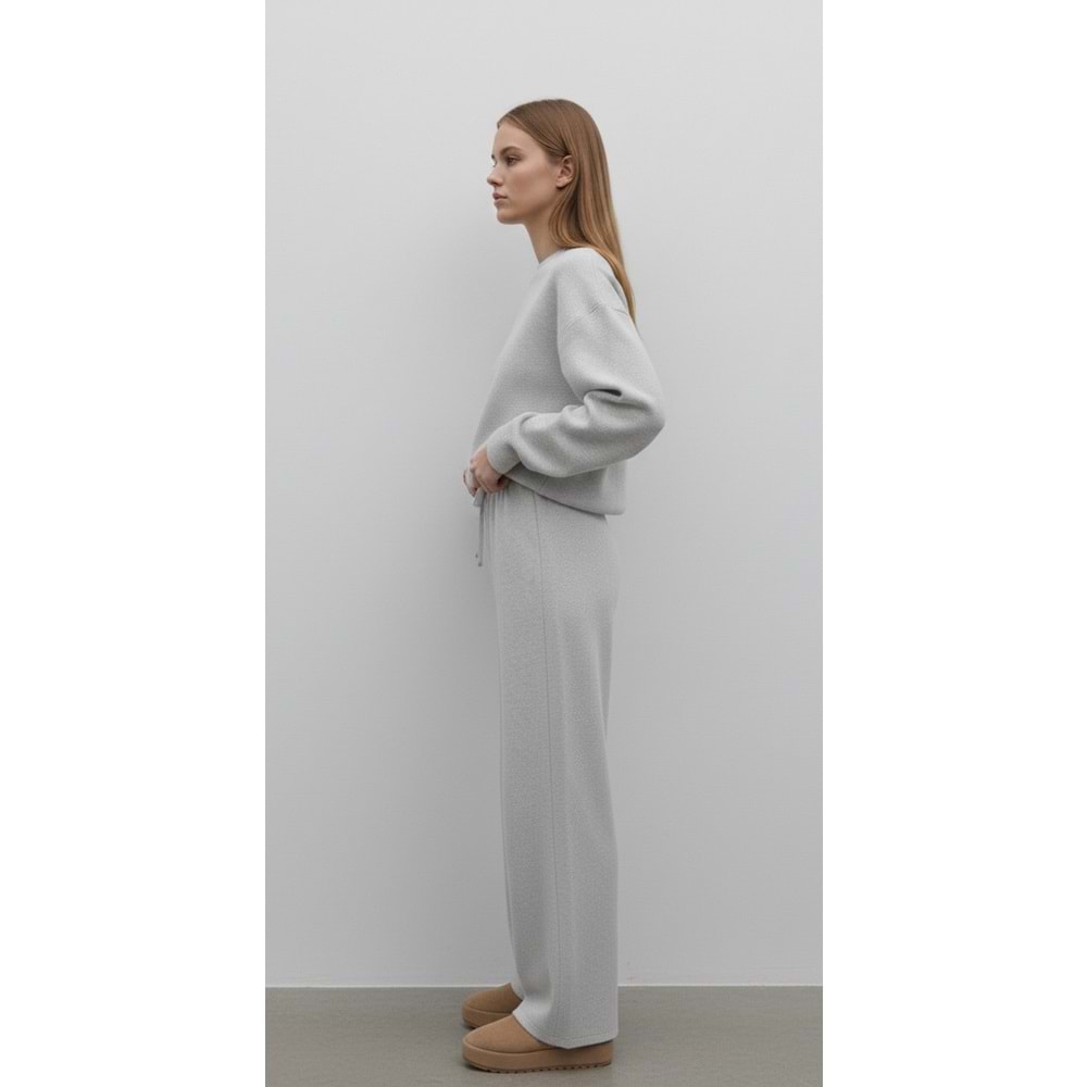 Selanik Örgü Pantolonlu Kadın Takım - Gri (S / 36)