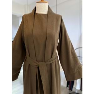 Ham Keten Jile Kimono Kahverengi Takım 1 Beden