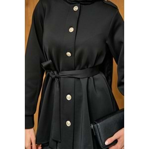 Apoletli Kemerli İkili Siyah Scuba Kadın Takım (40-42) Beden