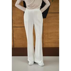 Bisqvi Biyeli Pamuklu Beyaz Scuba Kadın Pantolon S-M