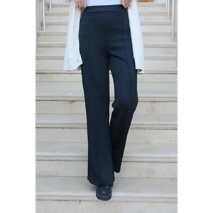 Bisqvi Biyeli Pamuklu Siyah Scuba Kadın Pantolon S-M