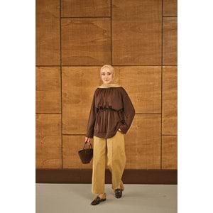 Beli Lastikli Modal Kahverengi Tunik L-XL (42-44) Beden