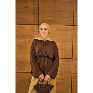 Beli Lastikli Modal Kahverengi Tunik L-XL (42-44) Beden