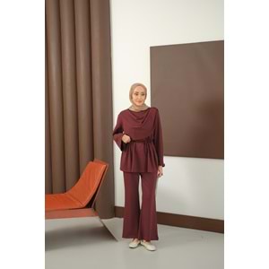 Kadın Şal Detay Takım Bordo 40-42 (L-XL) Beden