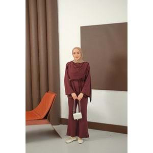 Kadın Şal Detay Takım Bordo 40-42 (L-XL) Beden