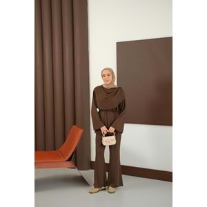 Kadın Şal Detay Takım Kahverengi 36-38 (S-M) Beden