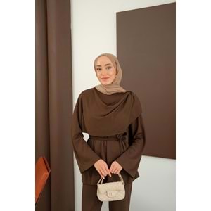 Kadın Şal Detay Takım Kahverengi 36-38 (S-M) Beden