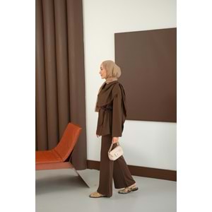 Kadın Şal Detay Takım Kahverengi 36-38 (S-M) Beden