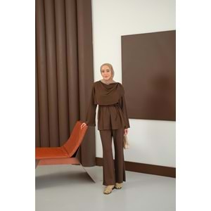 Kadın Şal Detay Takım Kahverengi 36-38 (S-M) Beden